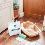 Natusan Eco-Friendly Cat Essentials Bundle - Natusan Sustainable Clumping Cat Litter 10L, Beco Cat Litter Tray, Recyclable 'Sugar Cane' Litter Scoop, Compostable Bags 35L (Pack of 25)