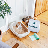 Natusan Eco-Friendly Cat Essentials Bundle - Natusan Sustainable Clumping Cat Litter 10L, Beco Cat Litter Tray, Recyclable 'Sugar Cane' Litter Scoop, Compostable Bags 35L (Pack of 25)